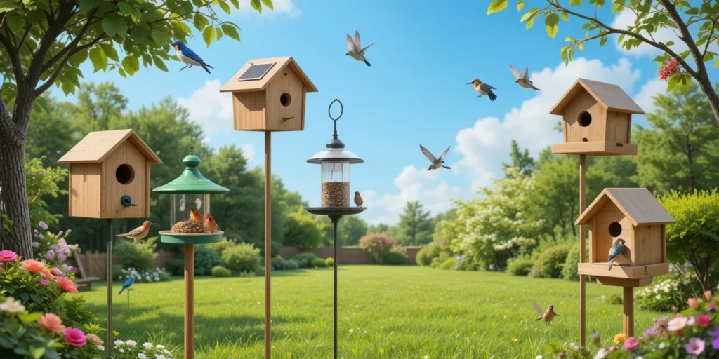 Bird feeder and houses