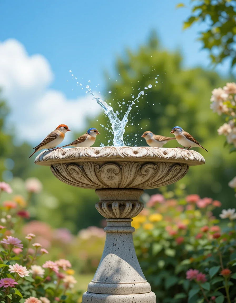 Eco-Friendly Stone Bird Bath