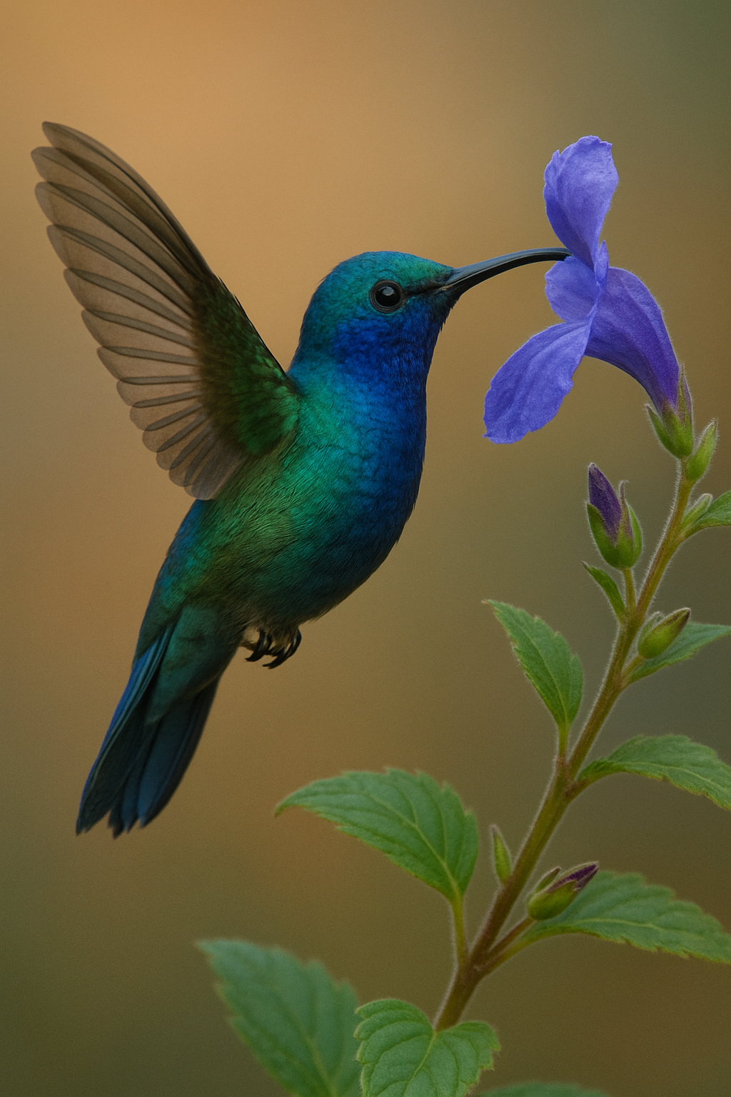 Hummingbird feeding on pink lotus sunrise reflection wallpaper