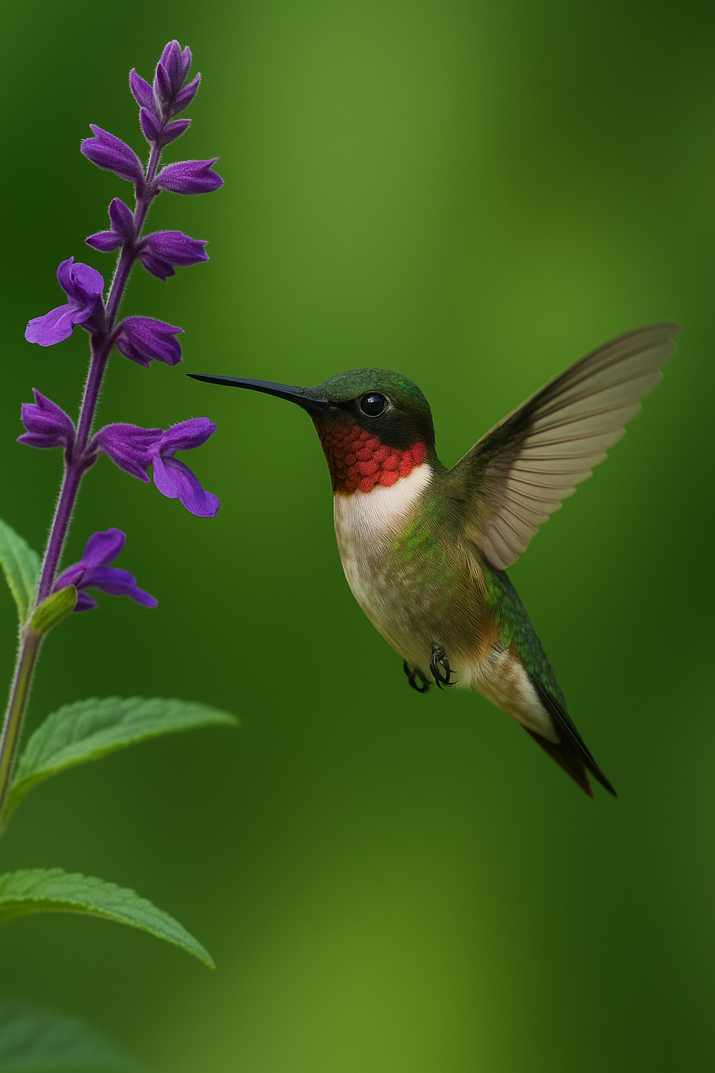 Vivid green hummingbird in tropical jungle cinematic wallpaper