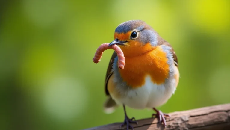 A bird with mealworm