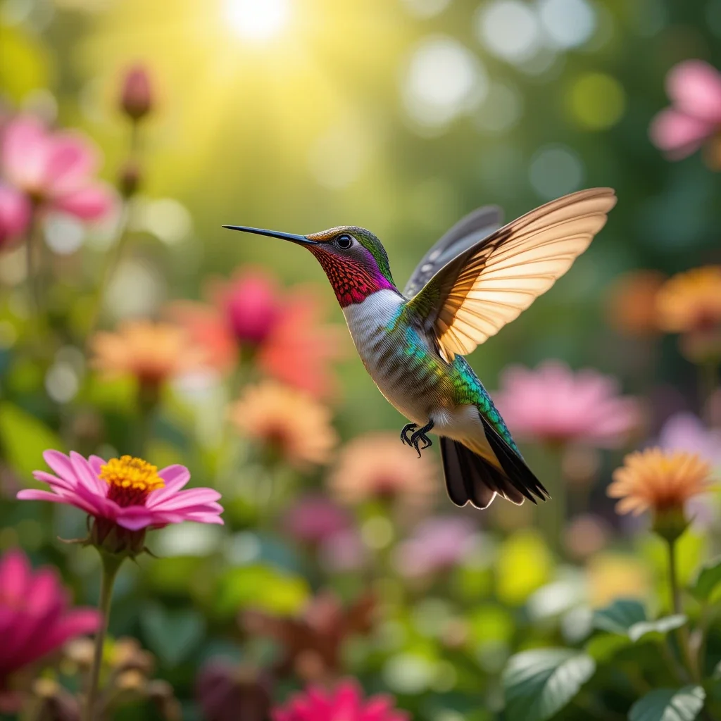 Hummingbird in garden
