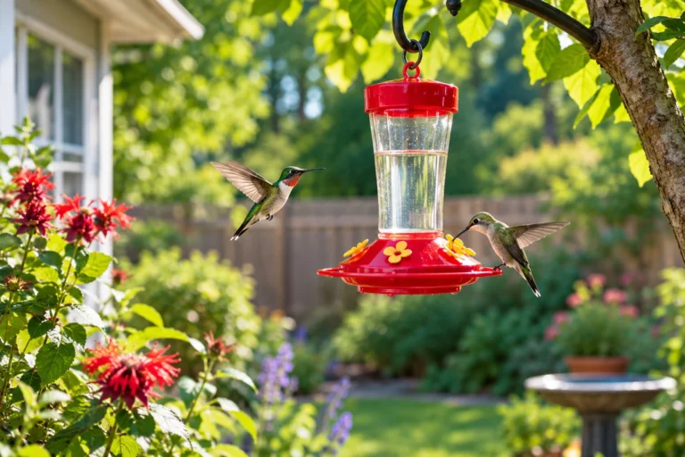 where to hang a hummingbird feeder